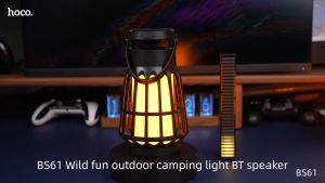 Hoco BS61 ตะเกียงโคมไฟแคมป์ปิ้ง LED ลำโพงบลูทูธไร้สายในตัว 2 in 1 BT5.3 TWS ตะเกียงพกพา กันน้ำระดับ IPX4 Outdoor Wireless Speaker Camping Lamp