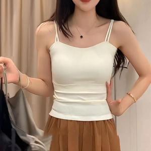 เสื้อกล้ามสายเดี่ยวผ้าไหมน้ำแข็งฤดูร้อน 2024 ไร้ตะเข็บ ทรงเข้ารูป ป้องกันการสัมผัสได้ ชุดชั้นในแบบมีสายรัด ชุดชั้นในสำหรับใส่กลางแจ้ง