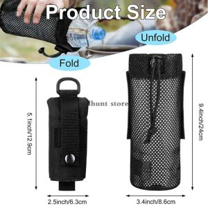 Outdoor Cycling Water Bottle Pouch Molle Holder Storage Bag Foldable Mesh Water Bottle Sleeve Bag for Backpack