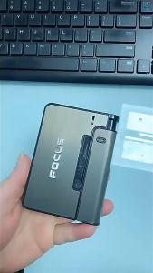 FOKUS Kotak Rokok Fashion Bungkus Metal Case with Lighter Korek Api - Kotak Rokok Plus Korek Api Motif Metalic Glossy Stainless Steel