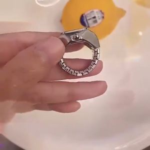 Finger Watch Ring for Women Men Elastic Stretchy Roman Quartz Mini Watches Rings Punk Gift