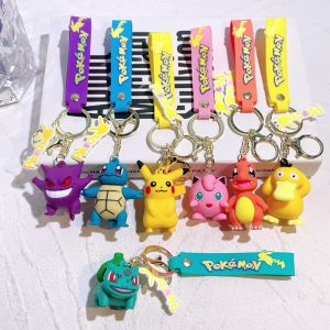 Pokemon Keychain Pikachu Anime Action Figure Toy Kawaii Psyduck Doll Keyring Cartoon Fashion Charmander Car Bag Pendant Kid Gift
