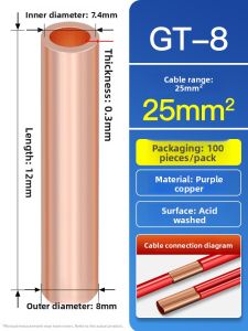 Copper Tube Wire Connector Electricians Tool Terminal Block Wire Connection Tube Quick Connect Fitting Purple Copper