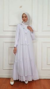 (COD) Hawa 727 Gamis Putih Mewah Import Abaya Turki Arabian Putih Jersey Super Mix Ceruti M L XL XXL