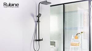 RUBINE Deckos F4 Square Rainshower Column With Mixer Shelf