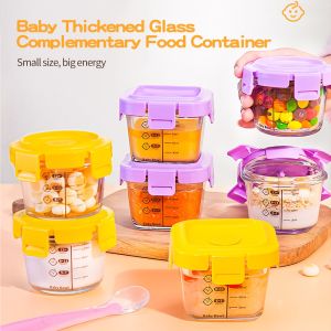 Food Box Glass Baby Food Storage Box Microwave Airtight Baby food Bowl Steamed Egg Bowl Sealed Jar Container Food Storage