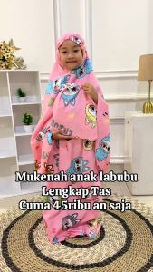 MUKENAH ANAK LABUBU LENGKAP TAS UMUR 6-11 TAHUN
