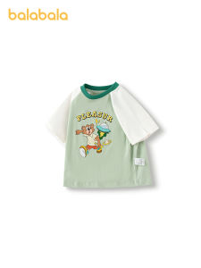 เสื้อยืดแขนสั้นทารก Balabala ผ้าฝ้ายเด็กวัยหัดเดิน2025แห้งเร็ว