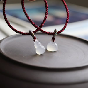 Natural White Agate Lotus Pod Bracelet Elegant Watermelon Pendant Best Friend Girl Friend Red String Gift Handmade Jewelry