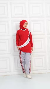 Atasan Baju Olahraga Senam Tunik Muslimah / Kaos Olahraga Tunik Senam Wanita