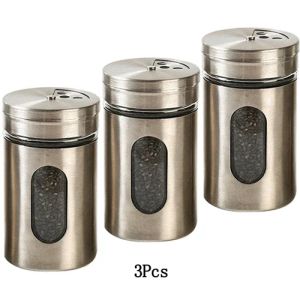 WBBOOMING Stainless Steel Seasoning Spice Storage Box Condiment Bottles Shaker Jars Organizer BBQ Cooking Herbs Toothpick Holder