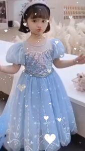 Dress Anak Perempuan Import Elsa Frozen Kostum Gaun Tangan Balon Baju Costume Pesta Ulang Tahun
