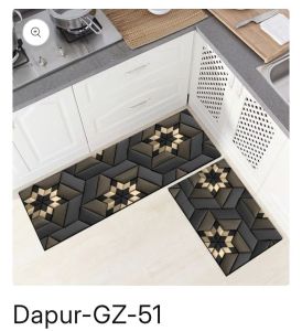Keset Dapur Trendy Anti Slip 2in1 Karpet Dapur 1 Set 2pcs Polyester Nilex