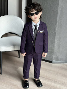 Boys Suit Two Pieces K-style Kids Small Suit Formal Wear Autumn Flower Girl Wedding Host Piano Performance Clothing