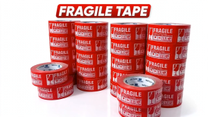 Fragile Packaging Tape 2-Inch x 200 Meters 2-Pack Heavy Duty Warning Adhesive Tape for Shipping Boxes