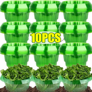 Dizoey 1/10PCS Snail Collars Plant Growth Protection Rings Reusable Green White Bell Plant Cover Garden Flower Pot Pest Control Trapper