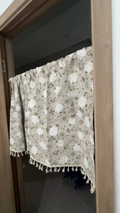 Tassel Simple Cabinet Curtain Kitchen Flower Short Door Curtains Curtain for Sink Dustproof Curtain
