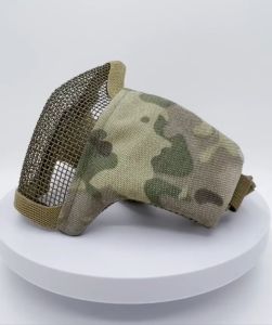 Tactical Paintball Airsoft Half Face Mask Military Shooting Metal Mesh Breathable Camouflage Protective Mouth Mask Outdoor Field Hunting Equipment