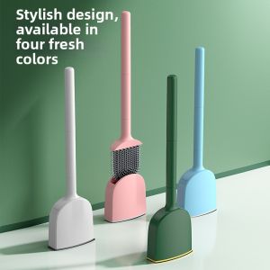 JILAIYAO | Dead Corner Cleaning Silicone Toilet Brush With Long Handle Wall Mounted