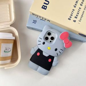 Sanrio | INS Style Bowknot Hello Kitty Soft Silicone Case For iPhone 17 16 15 14 13 12 11 Pro Max 17Pro 3D Cartoon Shockproof Phone Cover