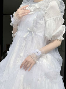 Tay Áo Lưới Ren Trắng Ngắn Cho Nữ Phụ Kiện Cosplay Lolita Phong Cách Dễ Thương Tay Áo Pha Lê Mùa Hè 2023 Có Sẵn Mọi Mùa