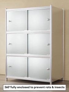 COHF Stainless Steel Kitchen Storage Cabinet | Multi-Tier Dustproof Sideboard with Doors | Large Capacity Organizer | Rust&Moisture-Proof Cabinet