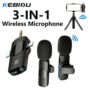 KEBIDU | KEBIDU Wireless Lavalier Microphone 3 In 1 Mini Mic Noise Reduction Portable Audio Video Recording For Live Streaming Interview