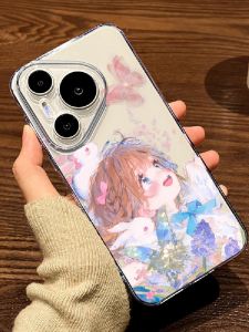 Huawei Pura80/70ultra Phone Case Cartoon Girl Spring Flower Sea Protective Shell Transparent Soft Pro+ New Model for Men And Women