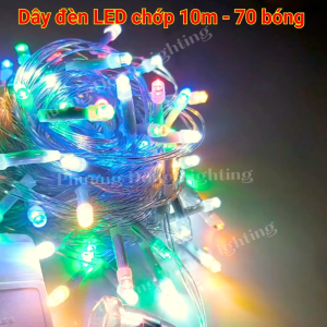 Dây đèn LED chớp trang trí Noel 10m - 70 bóng - IC chỉnh 8 kiểu chớp chống nước CÓ NỐI