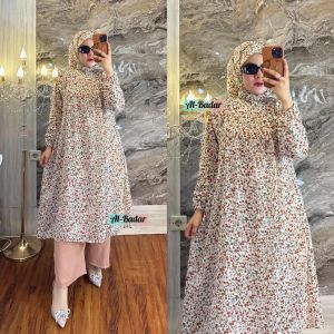 SETELAN LONG TUNIK WANITA CERUTY BABYDOLL PREMIUM MIX CRINKLE SET HIJAB