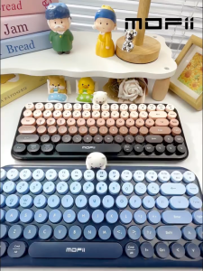 Bluetooth & USB Wireless Keyboard Wireless Vintage Compact Keyboard for Ipad Laptop Computer Phones