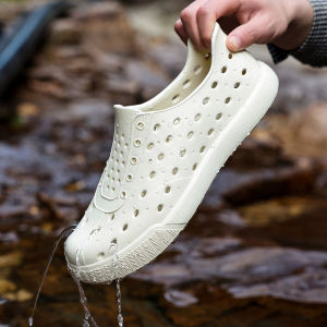 ORNGMALL Men Jelly Sandals Summer Garden Beach Hollow Mules Clogs Waterproof Shoes Comfortable Lightweight Size 36-45