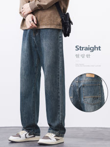 Vintage Jeans Mens Loose Wide Legs Classic Denim Pants Fashion Korean Streetwear Casual Basic Baggy Straight Trousers