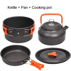 Camping Cooking Set Camping Cookware Travel Tableware Outdoor Picnic Set Teapot For 2-3 People Non-Stick Pots Assorted Sets