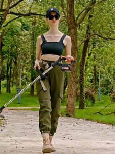 Mesin Rumput Bateri Cordless Portable Cordless Lawn Mower Multifunctional Home Use Wasteland Garden Tools Wheel Mower Lawn Trimmer High Power And Low Noise Weeder Pemotong Rumput Electric Battery Lawn Mower