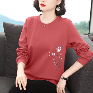 ทันสมัย ผู้หญิง เสื้อฮู้ด 2024 ใหม่ ฤดูใบไม้ผลิ ฤดูใบไม้ร่วง ฤดูหนาว บาง ผ้าขนแกะ เรียงราย หนาขึ้น หลวม เสื้อแขนยาวคอกลม