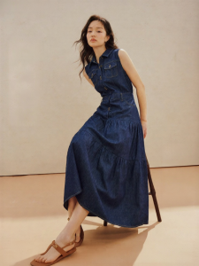 INMAN | Vintage Sleeveless A-Line High-Waisted Jeans Dress