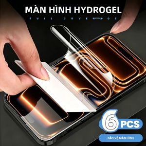 NNBILI 6 Miếng Dán Bảo Vệ Màn Hình Hydrogel Full Cover Cho iPhone 18/17/16/15/14/13/12/11 Pro Max Air XS XR 7/8 Chống Trầy Xước Chống Vân Tay Độ Nét Cao