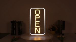 LED ป้ายไฟนีออน ป้ายไฟวิ่ง ป้ายไฟร้าน OPEN ทรงตั้ง/ทรงนอน ประหยัดไฟพลังงาน 42x22cm