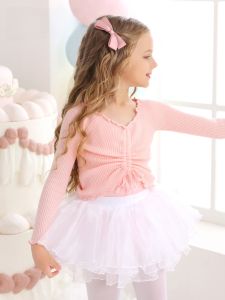 Childrens Ballet Dance Costume Shoulder Shawl Long Sleeve Dancing Outfit Girls Outerwear Shoulder Pad Top Kids Ballet Wear