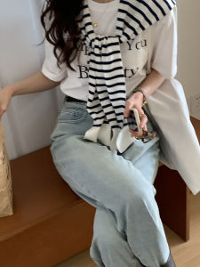 2023 New Stripe Knitted Small Shawl Womens Outerwear Thin Summer Skirt Shirt Air Conditioned Room White Shoulder Pad