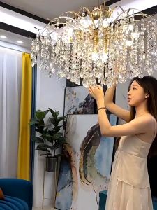 【COD】Nordic Gold Ceiling Lights Chandelier Crystal Lighting For Dining Room Large Ceiling Light Fixtures Living Room Hotel Hall Decor Lamp 3 Ratings