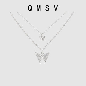 QMSV | Dual Layer Butterfly Delicate Sterling Silver Necklace