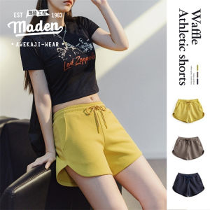 MADEN brand work style womens youth beach vacation 2024 summer new waffle shorts running fitness casual pants slimming wide leg pants loose drawstring hot pants sports pants