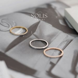 Waterproof Half Eternity Diamond Ring • Non-Fade • Minimalist Simple Basic Rose Gold Siver Wedding Stacking Rings For Women • 316L Stainless Titanium Steel RG341