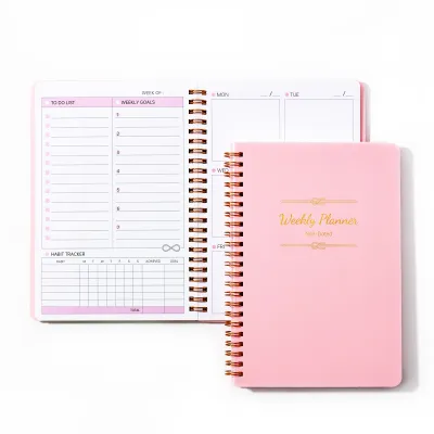 52 Weeks Weekly Planner A5 Notebook Undated Spiral Agenda Daily Student Schedules Journal Stationery Office School Supplies