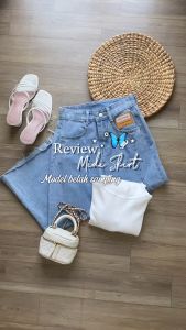 Split denim midi skirt new summer womens bottom simple casual solid color plus size XS to 6XL