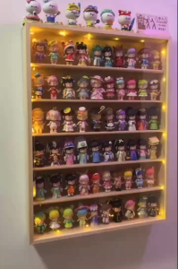 ⭐5/7 Lapis⭐Kayu Padat Akrilik Display Rak Display Box Rak Pajangan  Boneka Popmart/Bukaan Dan Penutupan/Lemari Penyimpanan Kotak Buta Anti Debu/Lemari Pajangan Terpasang Di Dinding/Terpasang Di Dinding zyp
