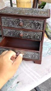 กล่องไม้ลายไทย ลานนา ตู้โบราณ ตู้ใส่ของขนาดเล็ก ของขวัญ ของที่ระลึก