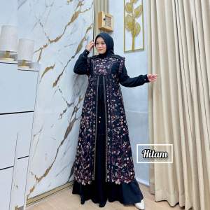 Quuensha Gamis Ceruty Set Outer Brukat & Payet Eksklusif Full furing Outer Terpisah dan Elegan /Gamis kondangan mewahh